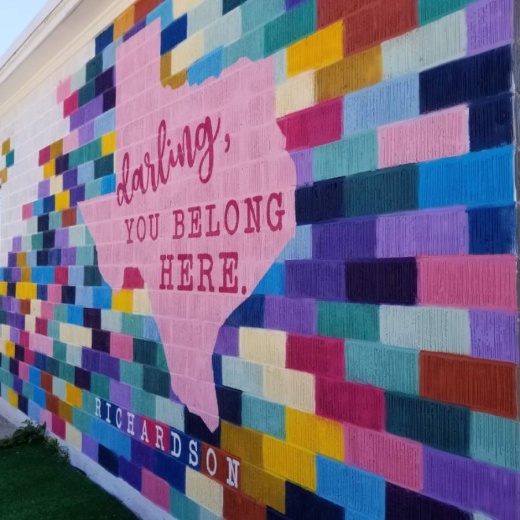 This first mural nods to the businesses' name as well as its new home in Richardson. (Courtesy Amy Alexander)
