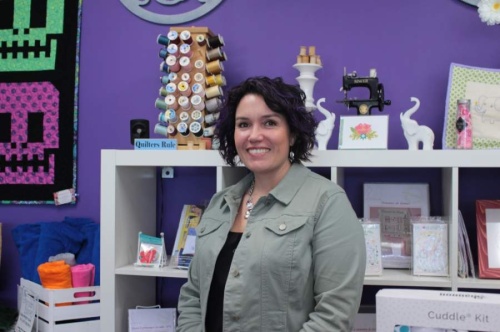 Andria Niles owns The Sparkly Elephant Sewing Lounge in Friendswood. (Haley Morrison/Community Impact Newspaper) 