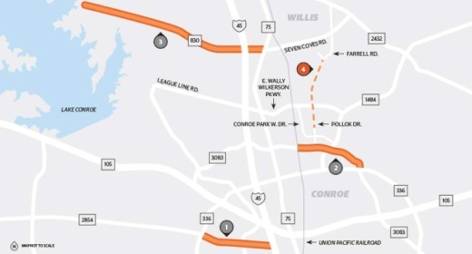 Projects 1-4 are mapped here. (Kaitlin Schmidt/Community Impact Newspaper)