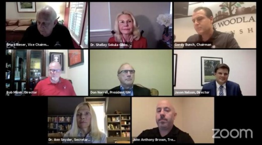 The Woodlands Township board of directors met via videoconference for a regular meeting April 22. The meeting featured the swearing in of Director Jason Nelson, who was appointed to replace former Director Brian Boniface. (Screenshot via The Woodlands Township)