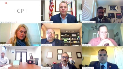 Cedar Park City Council met virtually on April 23 to discuss wastewater agreements, election date options, COVID-19 and other items. (Screenshot)