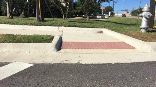 Americans with Disabilities Act-compliant sidewalk ramps will be installed at the Emerald Forest Drive and William Cannon Drive intersection. (Courtesy Austin Transportation Department)