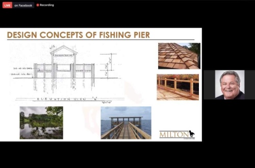 A new fishing pier is coming to Providence Park in Milton. (Screenshot via Zoom Meetings)