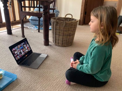 Alissa Raymond Bennett's daughter joins a Zoom classroom. (Courtesy Alissa Raymond Bennett)