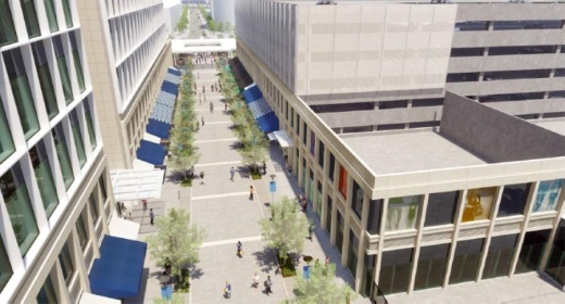 The structure of the new JPMorgan Chase office tower under construction at Legacy West has topped out at 12 stories. (Courtesy JPMorgan Chase)