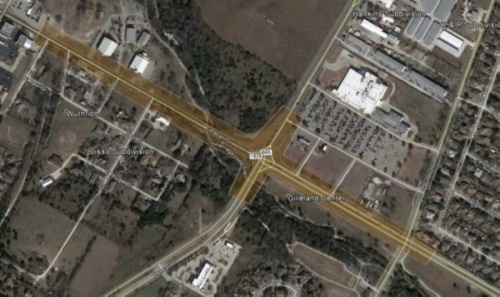 Planned intersection improvements at Pecan Street and FM 685 include a displaced left turn lane, which will reroute traffic turning left onto a new road that runs parallel to the original one. (Courtesy city of Pflugerville)