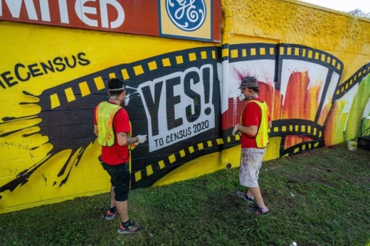A mural by Sebastien MrD1987 Boileau is promoting Census participation in the Montrose area. (Courtesy City of Houston)