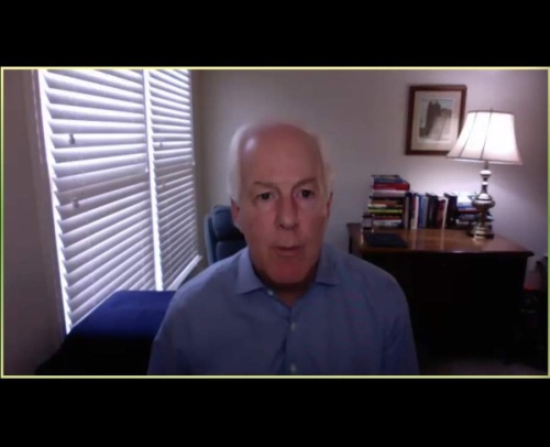 In a 30-minute virtual update with approximately 150 Williamson County business leaders on April 30, U.S. Sen. John Cornyn, R-Texas, discussed the federal government's response to the coronavirus pandemic and the state of businesses reopening in Texas on May 1. (Screenshot courtesy Cedar Park, Georgetown, Round Rock chambers of commerce)