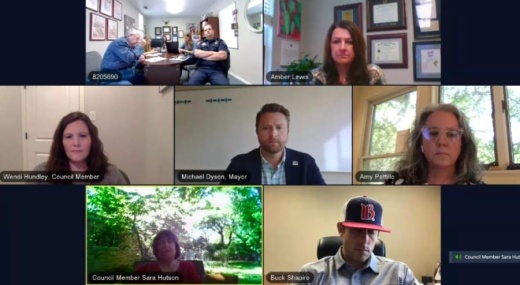 During a special called meeting April 30, Rollingwood officials voted to approve a project to provide financial relief for businesses within city limits. (Screenshot via Zoom)