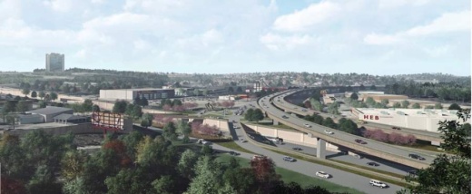 A rendering of the proposed Oak Hill Parkway Project
