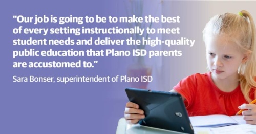 Plano ISD leadership, including superintendent Sara Bonser, chief operating officer Theresa Williams, and chief financial officer Randy McDowell shared progress updates and potential plans for the district during a virtual town hall April 30. (Community Impact Newspaper staff)
