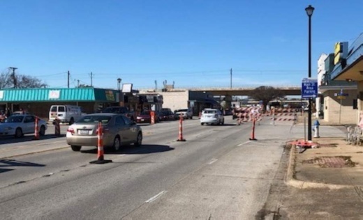 Traffic on Main Street in Richardson has been reduced to one lane since December. (Courtesy city of Richardson)