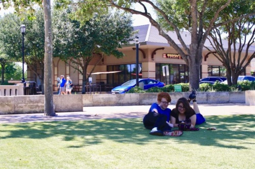 Residents hang out and walk around LaCenterra at Cinco Ranch on May 3. Some stores and restaurants had been reopened. (Jen Para/Community Impact Newspaper)