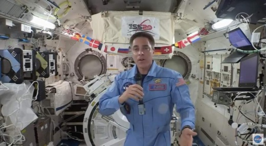 Christopher Cassidy answered educators' questions from the International Space Station at a Space Center Houston-sponsored live event. (Screenshot of May 6 livestream)