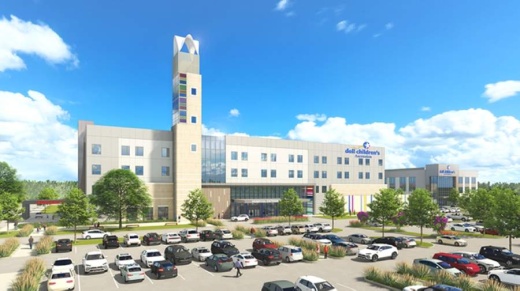 This rendering shows the planned Dell Children's Medical Center, which is being built near the southeast corner of the intersection of Avery Ranch Boulevard and Toll 183A. (Rendering courtesy Ascension Seton)