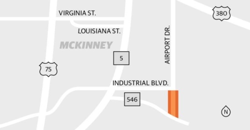 Improvements are being made to Airport Drive in McKinney. (Graphic by Michelle Degard/Community Impact Newspaper)