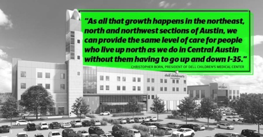 Dell Children's Medical Center officials said Northwest Austin’s growth profile, combined with the opportunity to serve the greater Williamson County community, made the area a natural fit for its newest expansion. (Rendering courtesy Dell Children's Medical Center)