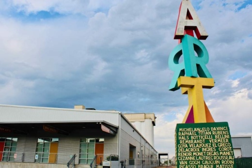 Sawyer Yards, known for its bustling art and business community, is now moonlighting as a drive-in theater venue. (Matt Dulin/Community Impact Newspaper)