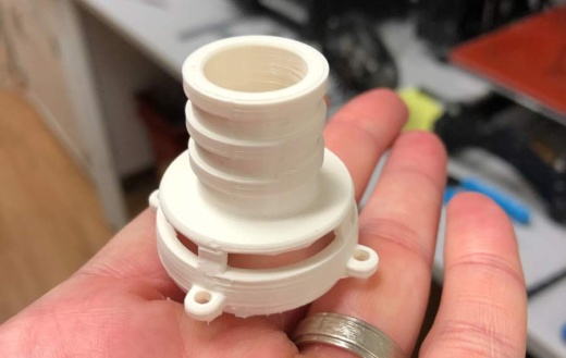 The disposable valve helps keeps air in the patient's lungs and is an essential part of ventilators. (Courtesy UT Dallas)