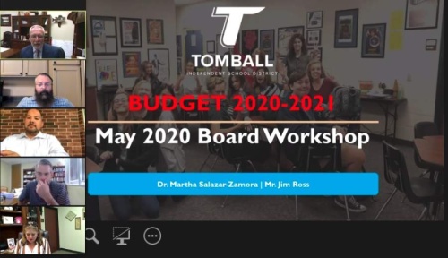 The Tomball ISD board of trustees convened remotely May 11 for a budget workshop to preview the fiscal year 2020-21 budget. (Screenshot courtesy Tomball ISD)