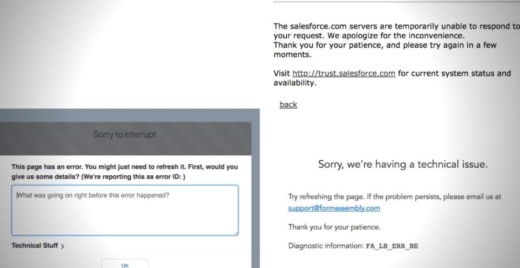Because of high demand in the first hour after going live, the city of Houston's rental assistance website greeted some visitors with error messages. (Staff screenshots)