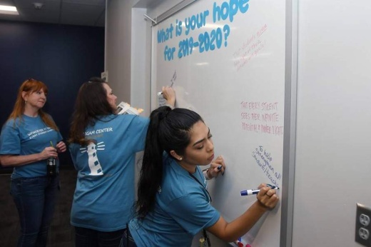 Brautigam Center staff members welcome students on the first day of school in August 2019. (Courtesy Cy-Fair ISD)