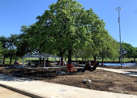 Before stay-at-home orders were issued by state and local governments in response to the COVID-19 outbreak, the city of Highland Village prepared the Kids Kastle construction site for a series of community build days. (Brian Pardue/Community Impact Newspaper)