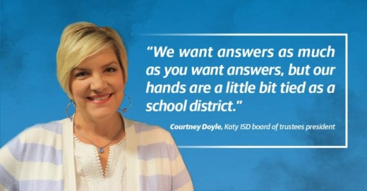 Katy ISD board of trustees President Courtney Doyle and Superintendent Ken Gregorski spoke at a Katy Area Chamber of Commerce webinar May 18. (Photo by Jen Para/Community Impact Newspaper; design by José Dennis/Community Impact Newspaper)