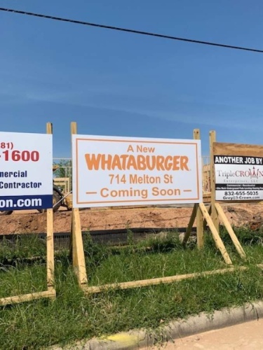 Magnolia's Whataburger, to be located at 714 Melton St., is scheduled to open between August and September. (Chirssy Leggett/Community Impact Newspaper)