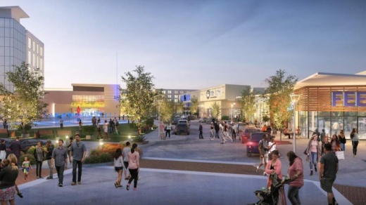 The Mustang Square development will bring stores, restaurants, entertainment businesses and residential communities to the southwest corner of SH 121 and Rasor Boulevard. (Rendering courtesy NAI Robert Lynn)