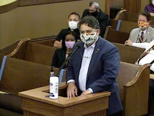 Sixteen people—including Andrew Van Chau with the Fulshear-Katy Area Chamber of Commerce—spoke at the special May 19 meeting of the Fort Bend County Commissioners Court to discuss the budget for how to spend $134.3 million in federal funds from the Coronavirus Aid, Relief and Economic Security Act. (Screenshot via Fort Bend County)