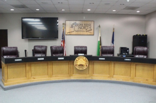 The Oak Ridge North City Council met for a specially called meeting May 21. (Ben Thompson/Community Impact Newspaper)