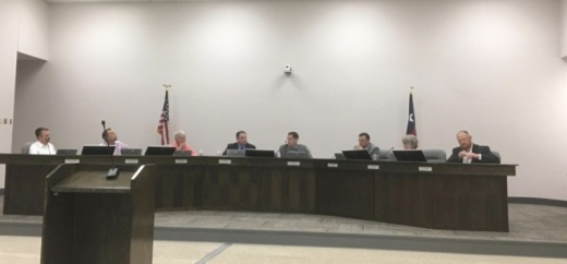 The Montgomery ISD board of trustees, pictured here from an earlier meeting, met May 21 to interview candidates for the interim superintendent position. (Eva Vigh/Community Impact Newspaper)