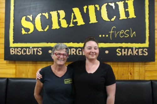 Mother-daughter duo Kelley (left) and Samantha (right) Hughes opened Scratch...fresh in Milton 10 years ago, and chose to remain open while the COVID-19 pandemic shut down dining rooms in restaurants statewide through April 27. (Kara McIntyre/Community Impact Newspaper)