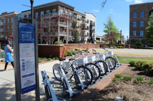 Zagster notified the city of Alpharetta on May 27 that the company would be ending its bike share service with the city effective May 29. (Kara McIntyre/Community Impact Newspaper)