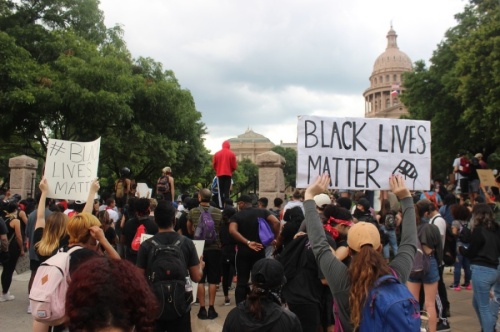 Demonstrators gathered at the Texas Capitol on May 31 to protest police brutality. (Christopher Neely/Community Impact Newspaper)
