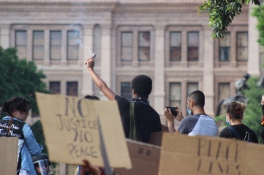 Demonstrators gather in front of the Texas Capitol on May 31 to protest police brutality. (Christopher Neely/Community Impact Newspaper)