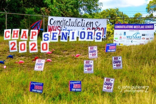Local businesses came together to sponsor citywide decorations in honor of the graduating class of 2020. (Courtesy Cathy Hoover)