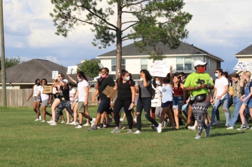 About 2,000 people marched at the Katy for Black Lives Matter Protest held June 4 at Katy Park. (Jen Para/Community Impact Newspaper)