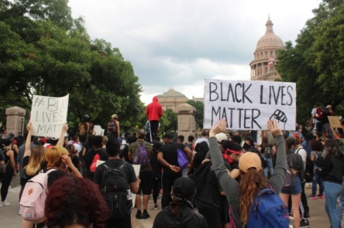 Protesters march from the state Capitol in downtown Austin on May 31. (Christopher Neely/Community Impact Newspaper)
