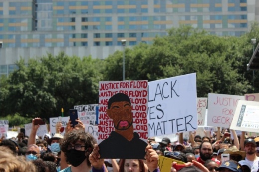 About 60,000 people gathered in downtown Houston at a June 2 march to to honor George Floyd. Some Friendswood ISD alumni are holding a march on June 6. (Adriana Rezal/Community Impact Newspaper)