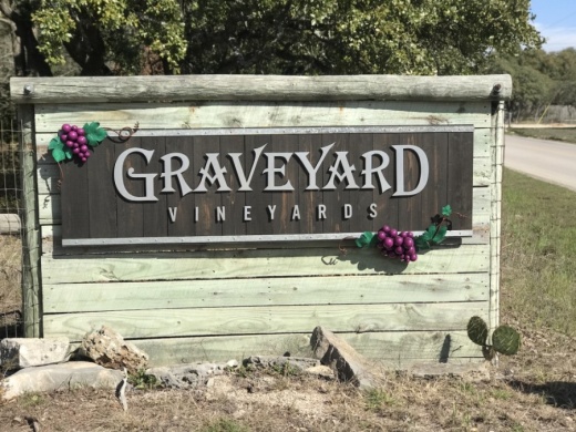A photo of the Graveyard Vineyards sign