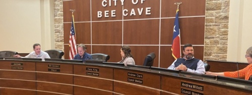 A newly released report commissioned by Bee Cave City Council members concluded that Bill Goodwin, second from left, has violated the city's Home Rule Charter. (Brian Rash/Community Impact Newspaper)