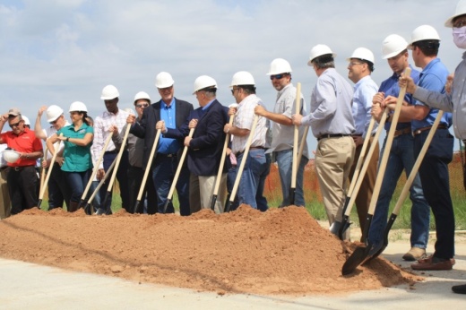 The engineering and contractors involved with the Texas Heritage Parkway project participated in the groundbreaking event June 10. (Jen Para/Community Impact Newspaper)