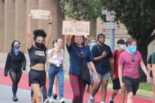 Protesters gather in Austin on May 31. (Christopher Neely/Community Impact Newspaper)