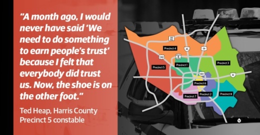 As protests over George Floyd's death continue throughout the country and protesters continue to call for criminal justice reform, Harris County constables said they hope the public has not lost faith in their officers. (Graphic by Ronald Winters/Community Impact Newspaper)