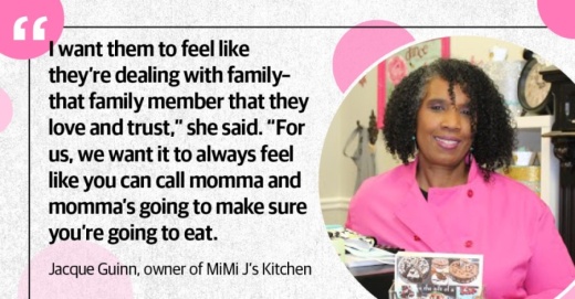 MiMi J’s Kitchen, owned by Jacque Guinn, offers customers a weekly menu of rotating pre-cooked meals for online order and in-store pickup.  (Graphic by Ronald Winters/Communtiy Impact Newspaper) 