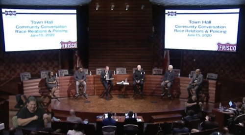 City, community and religious leaders made up a six-person panel at a Frisco town hall on race relations and policing June 15. (Courtesy city of Frisco) 