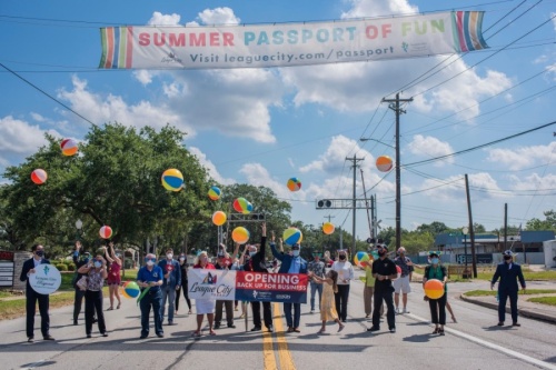 League City celebrated the city's reopening for business, and launched its Summer of Fun Passport for residents and visitors, June 17. (Courtesy city of League City)