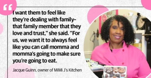MiMi J’s Kitchen, owned by Jacque Guinn, offers customers a weekly menu of rotating precooked meals for online order and in-store pickup. (Graphic by Ronald Winters/Communtiy Impact Newspaper)